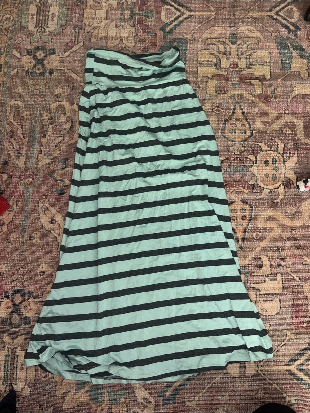 Pinkblush Maternity Striped Maxi Skirt in Light Teal and Black